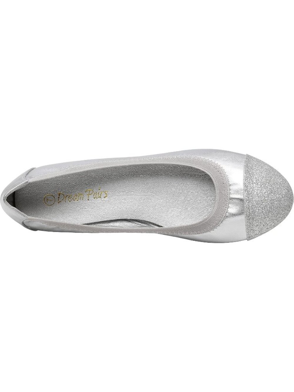 DREAM PAIRS Womens Silver Comfortable Round Toe Slip On Casual Ballet Flat Shoes - Picture 5 of 5